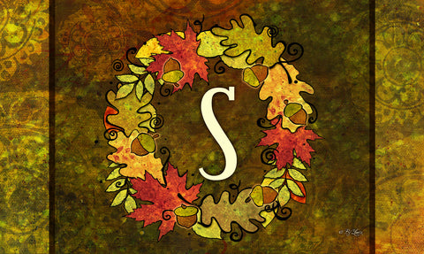 Fall Wreath Monogram S Door Mat image 1