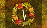 Fall Wreath Monogram V Door Mat image 2