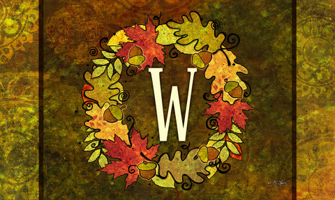 Fall Wreath Monogram W Door Mat image 1