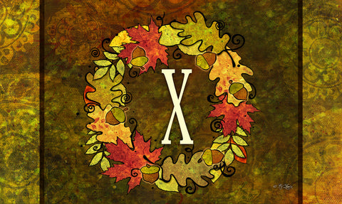 Fall Wreath Monogram X Door Mat image 1