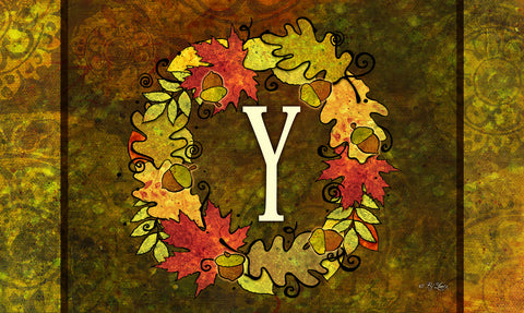 Fall Wreath Monogram Y Door Mat image 1