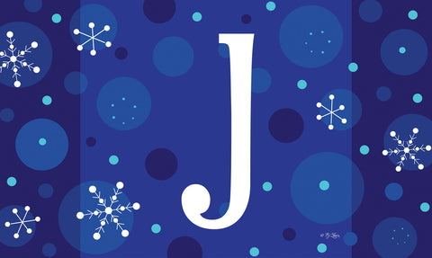Winter Snowflakes Monogram J Door Mat image 1
