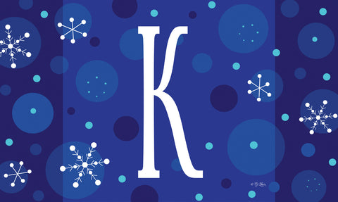 Winter Snowflakes Monogram K Door Mat image 1