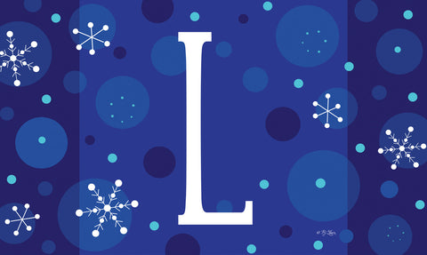 Winter Snowflakes Monogram L Door Mat image 1