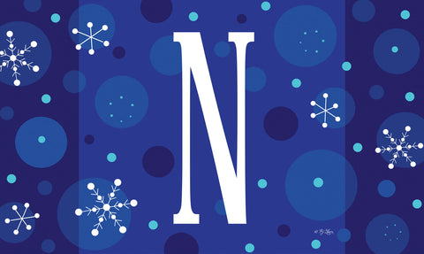 Winter Snowflakes Monogram N Door Mat image 1