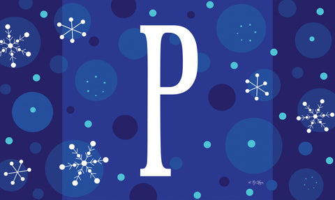 Winter Snowflakes Monogram P Door Mat image 1