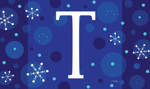 Winter Snowflakes Monogram T Door Mat image 1