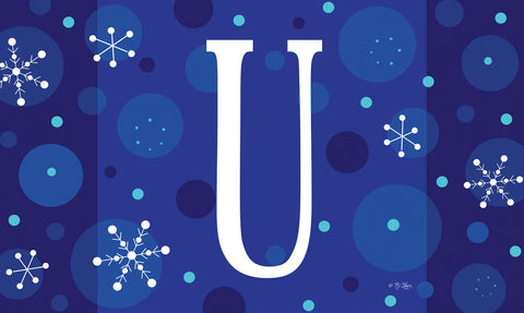 Winter Snowflakes Monogram U Door Mat image 1