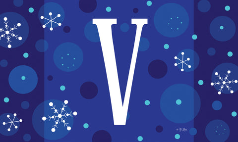 Winter Snowflakes Monogram V Door Mat image 1