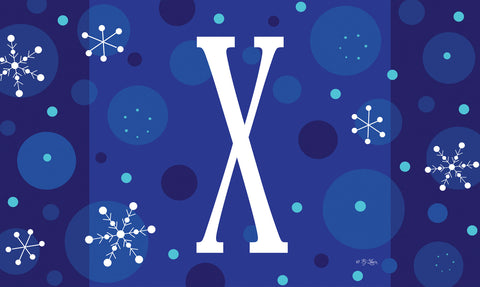 Winter Snowflakes Monogram X Door Mat image 1