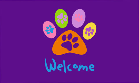 Welcome Paws-Purple Door Mat image 1
