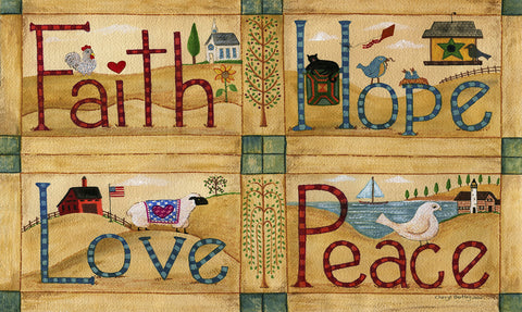 Faith Hope Love Peace Door Mat image 1
