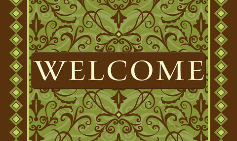 Welcome Damask- Green Door Mat image 1