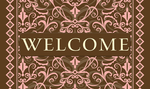Welcome Damask- Pink Door Mat image 1
