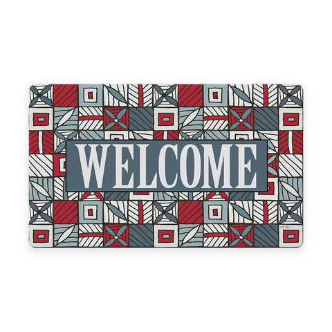 Welcome Floral Checkerboard 5 Door Mat image 1