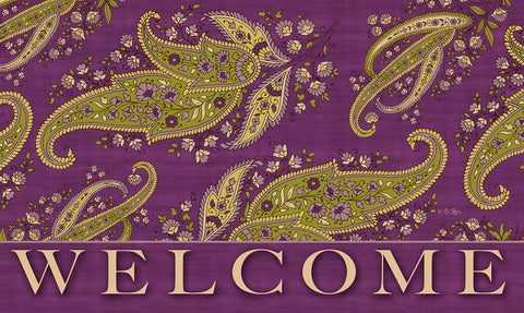 Purple Stained Paisley- Welcome Door Mat image 1