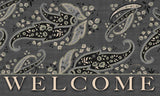 Charcoal Stained Paisley- Welcome Door Mat image 2