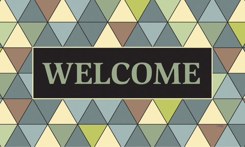 Welcome Triangles- Green Door Mat image 1
