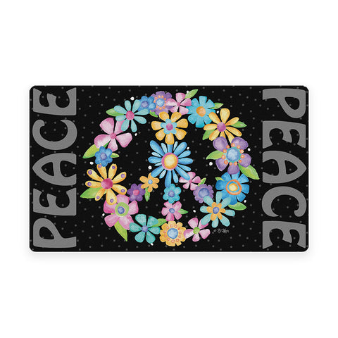 Peace Sign Flowers Door Mat image 1