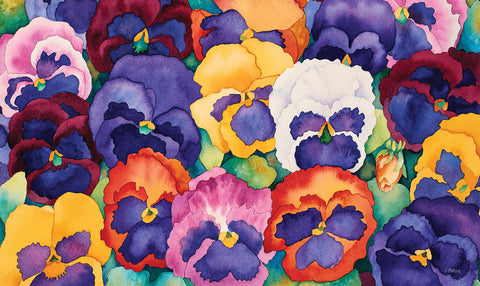 Bouquet of Pansies Door Mat image 1