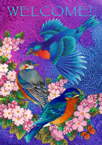 Bluebird Blossoms Flag image 1