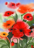 Watercolor Poppies Flag image 2