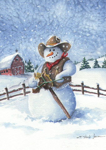 Cowboy Snowman Flag image 1