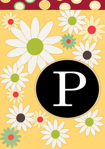 Floral Monogram-P Flag image 1