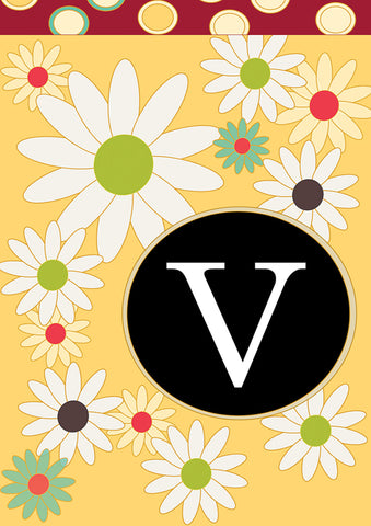 Floral Monogram-V Flag image 1