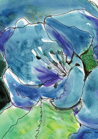Watercolor Blue Lilies Flag image 1