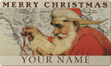 Santa at the Map Personalized Text Doormat Your Image Here Custom Product Image