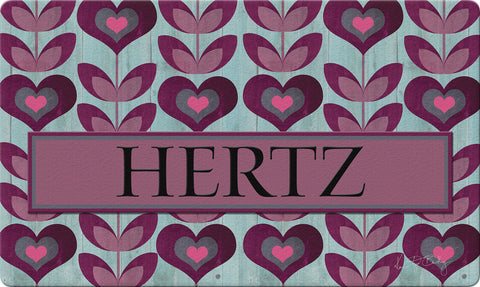 Flower Hearts Personalized Text Doormat Example of Personalization Custom Product Image